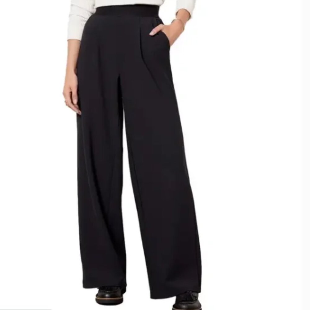 NWT Good American Bonded Wide Leg Trouser Pants Black Size 2XL Business Casual